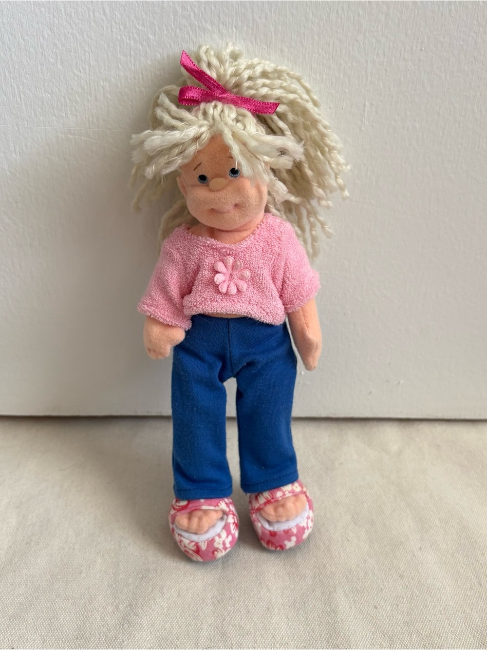 Ty Teenie Beanie Boppers Sweet Sally Doll Blonde Curly Yarn Hair 2002